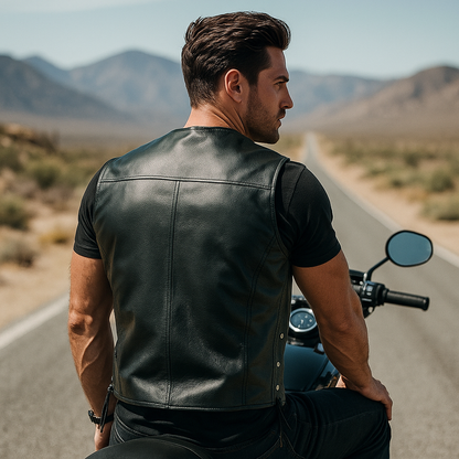 Veste de Moto en Cuir Premium - Style Fort - Confort Optimal