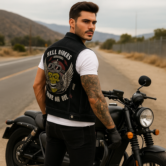 Pánská motorkářská bunda z pevného denimu