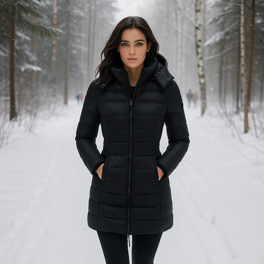 Stilla - módní dlouhý kabát - měkká podšívka - s kapucí