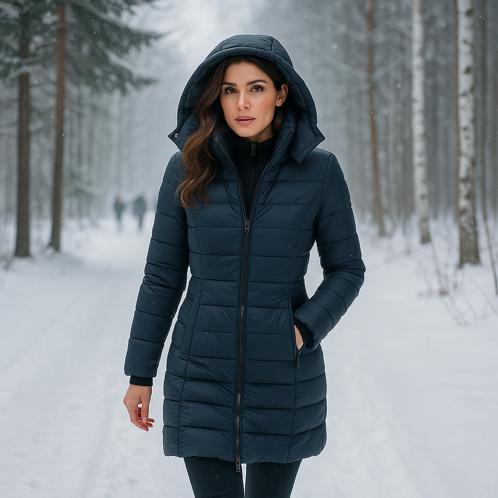 Stilla - módní dlouhý kabát - měkká podšívka - s kapucí