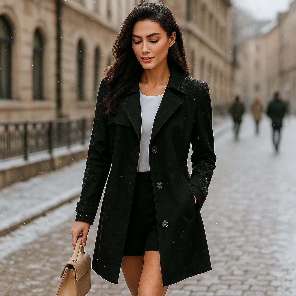 Elegantní trenčkot s jedním knoflíkem pro ženy - pohodlný styl - nadčasová elegance