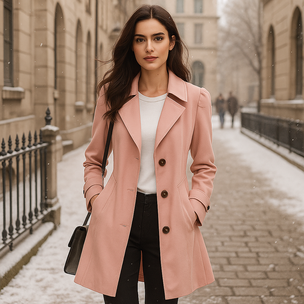 Elegantní trenčkot s jedním knoflíkem pro ženy - pohodlný styl - nadčasová elegance