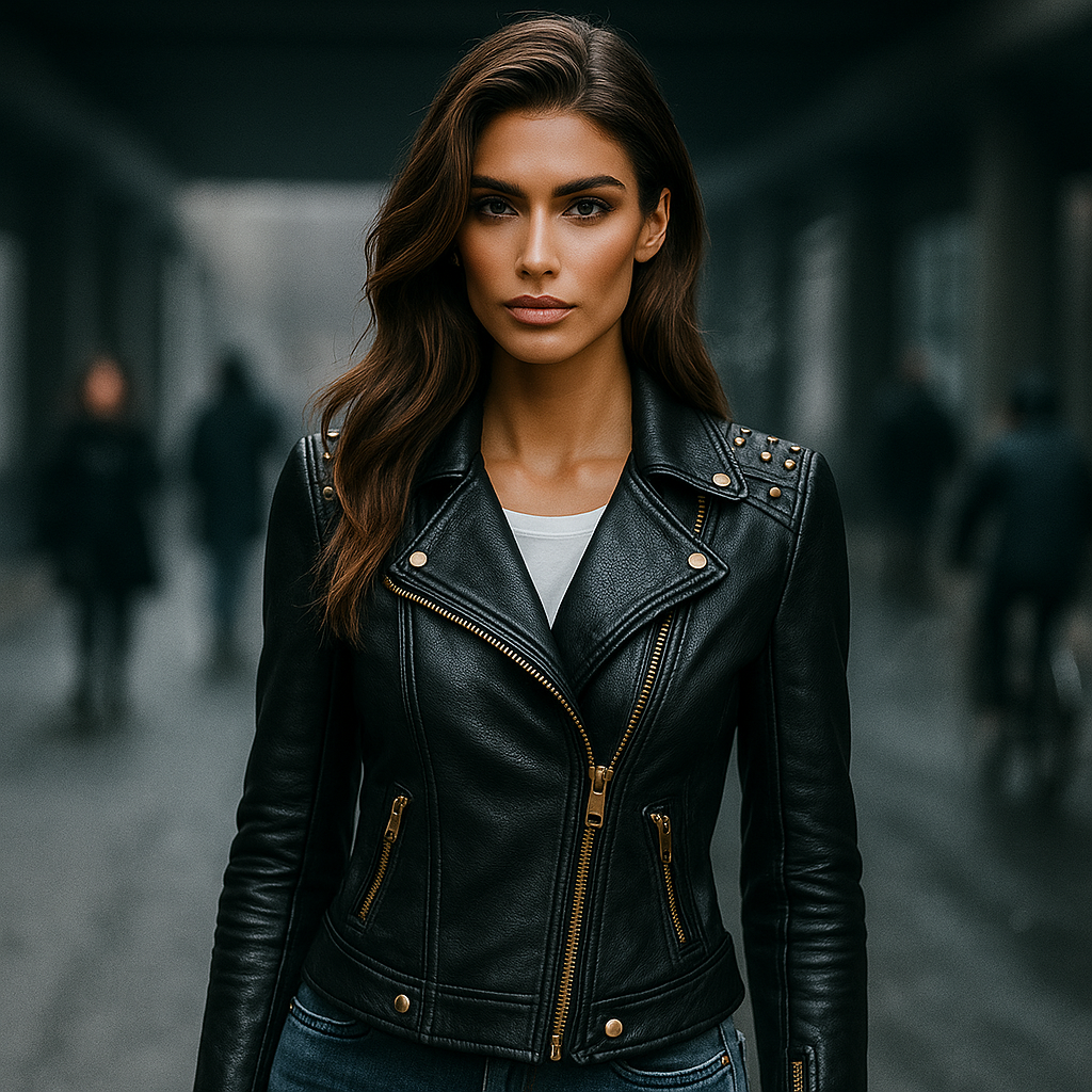 Gotická kožená bunda pro ženy - silný styl - jedinečný design