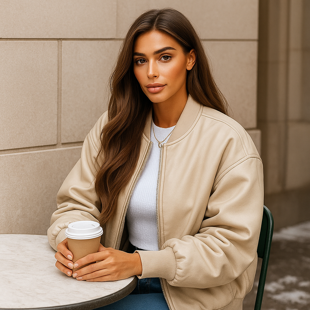 Oversize kožená bunda pro ženy - zipové zapínání