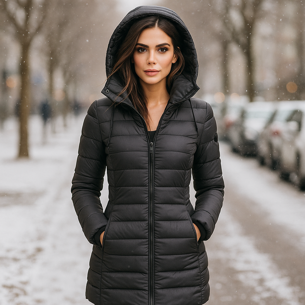 Dlouhá prošívaná bunda Elisa pro ženy - pohodlná, teplá a elegantní