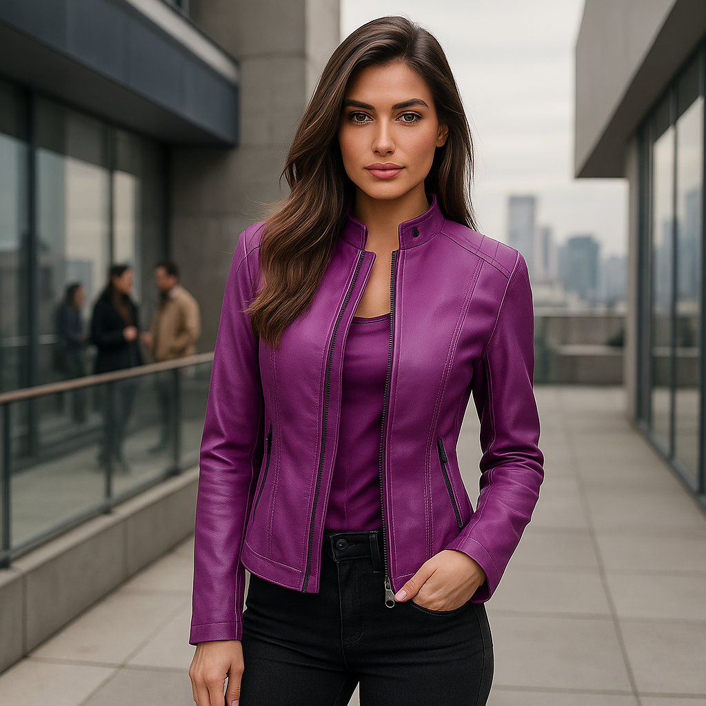 Dámská slim fit bunda – Mao límec – Zip – Délka ke kyčlím