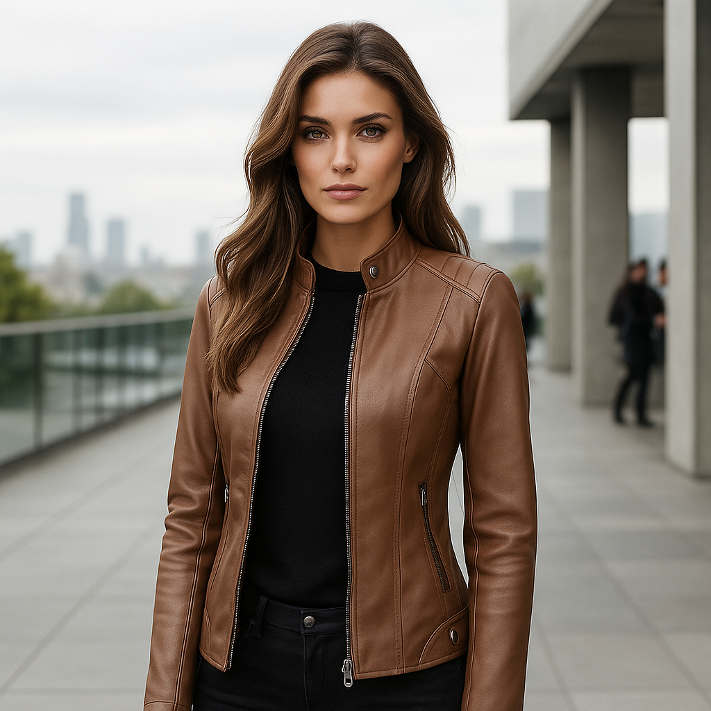 Dámská slim fit bunda – Mao límec – Zip – Délka ke kyčlím