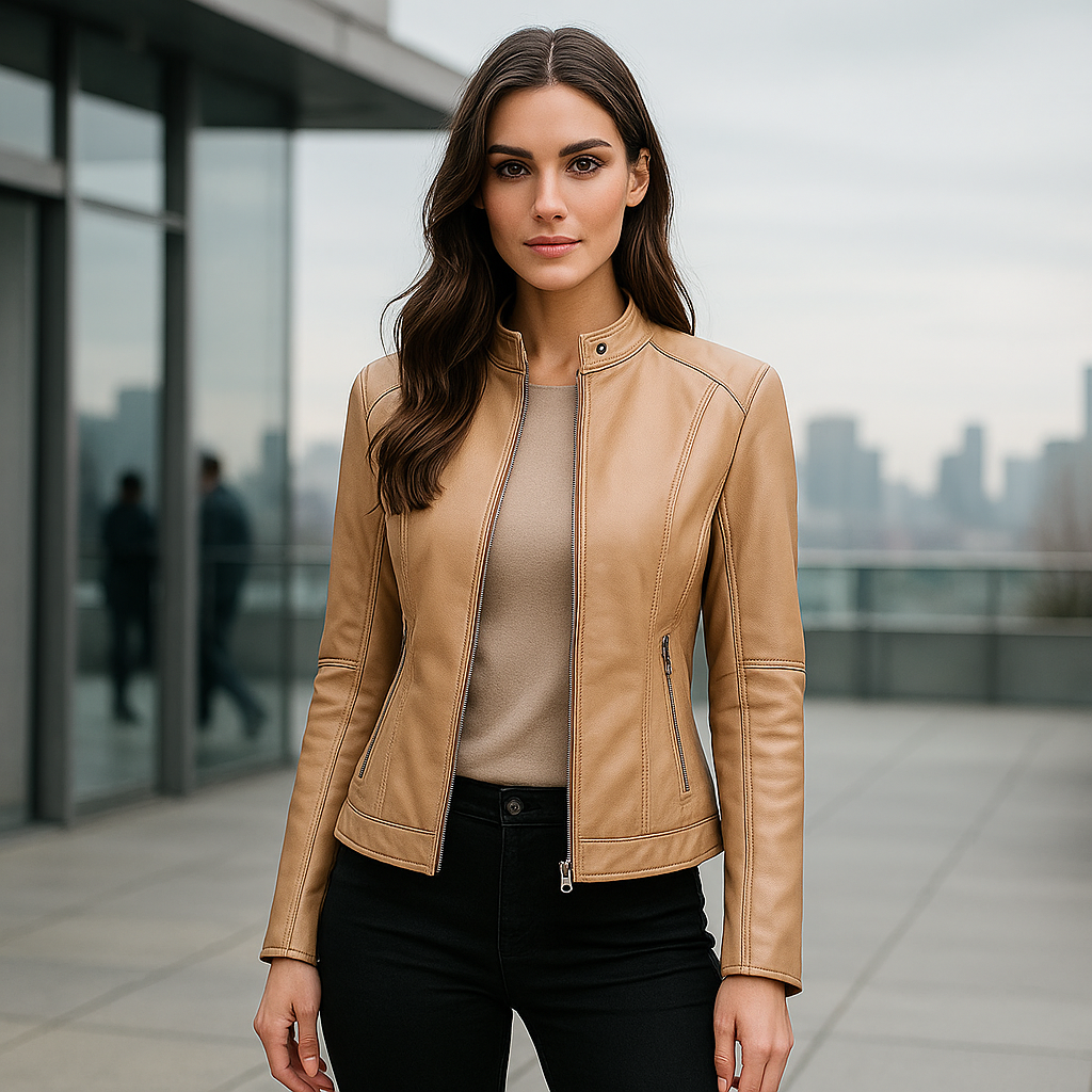 Dámská slim fit bunda – Mao límec – Zip – Délka ke kyčlím