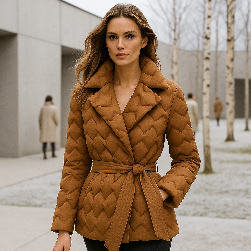 Elegantní zimní bunda pro ženy - s páskem - teplá a stylová