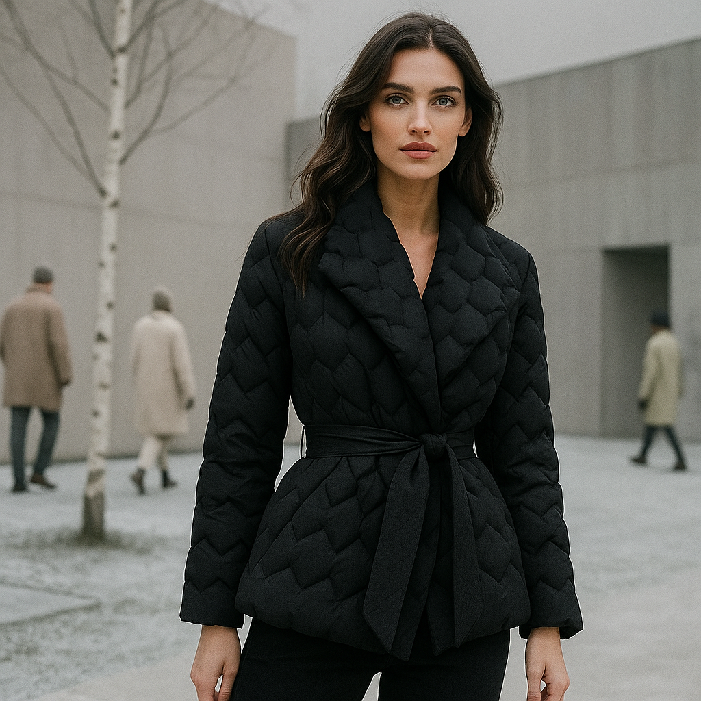 Elegantní zimní bunda pro ženy - s páskem - teplá a stylová