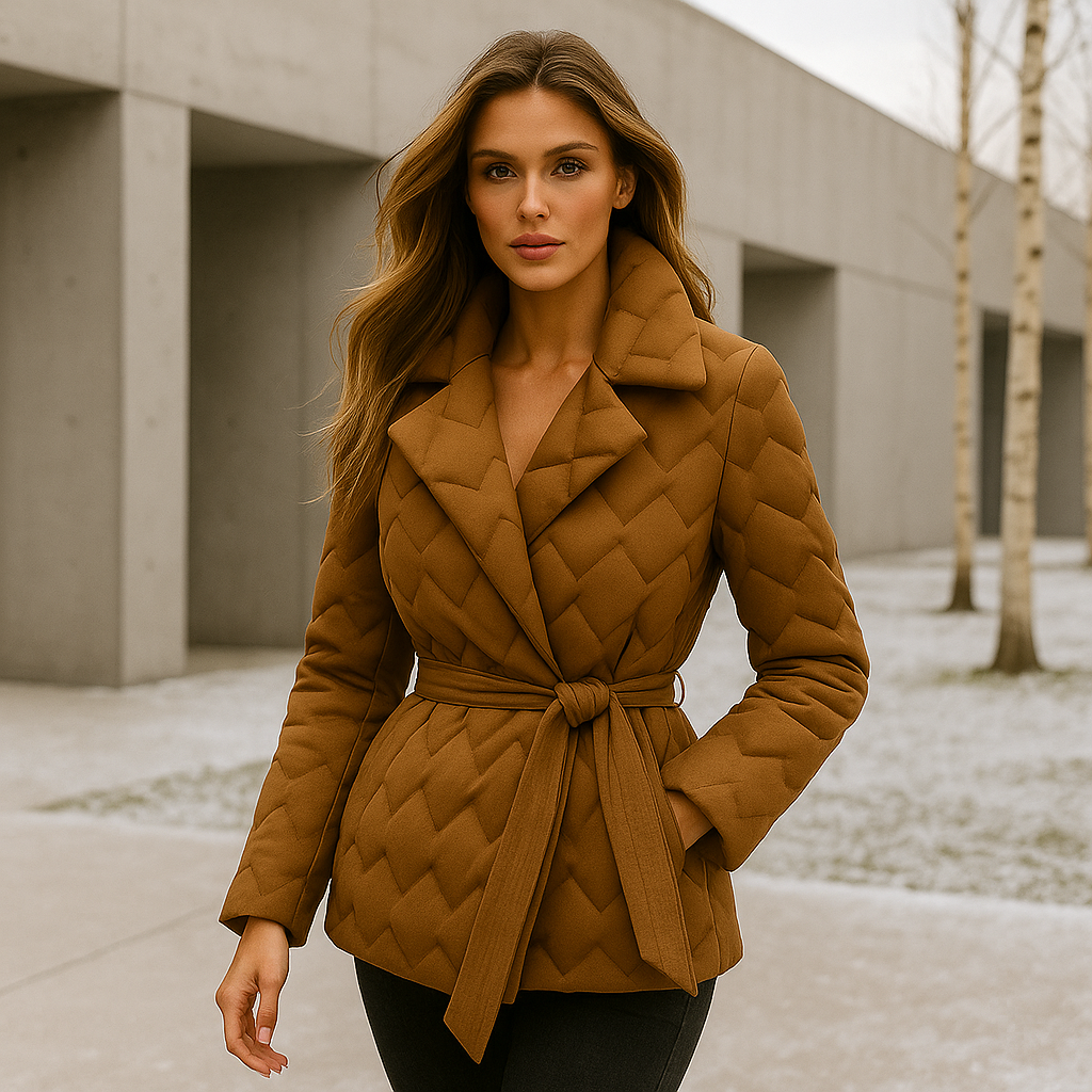 Elegantní zimní bunda pro ženy - s páskem - teplá a stylová