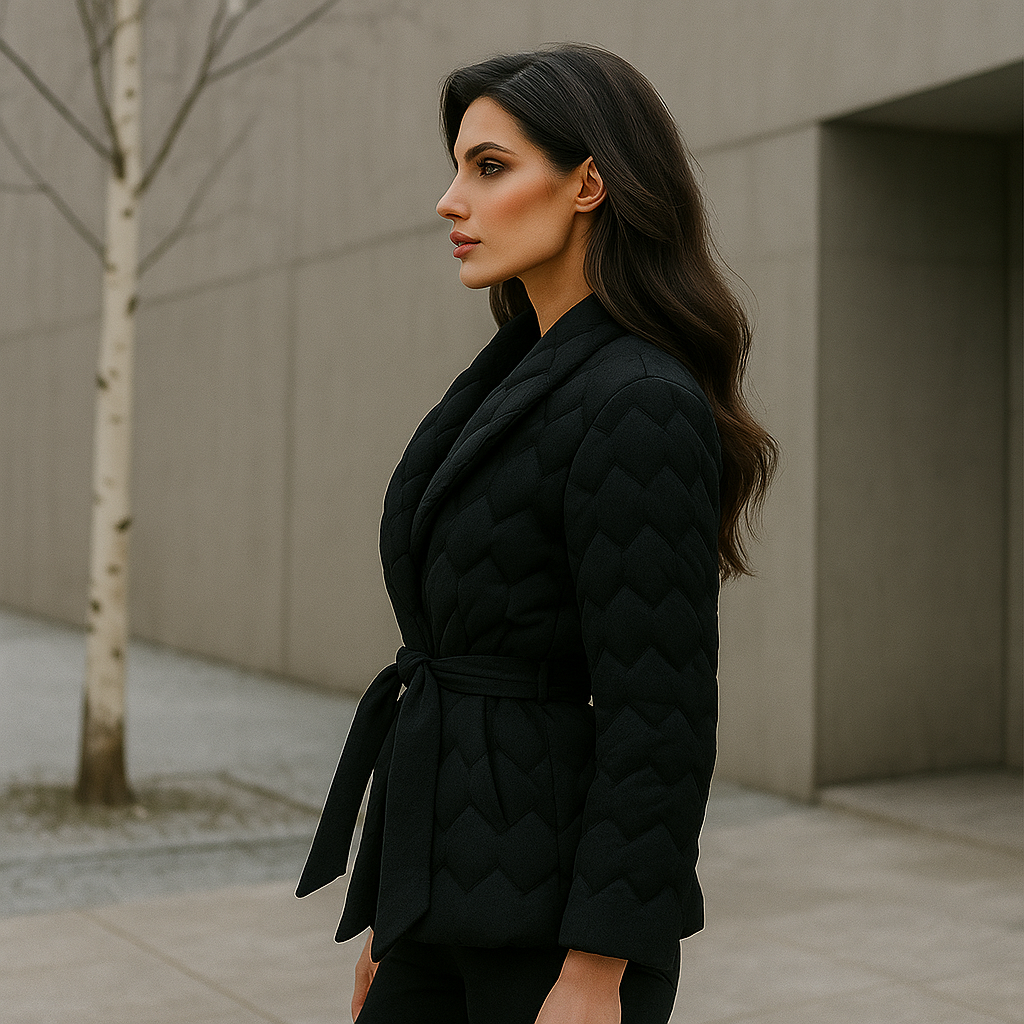 Elegantní zimní bunda pro ženy - s páskem - teplá a stylová