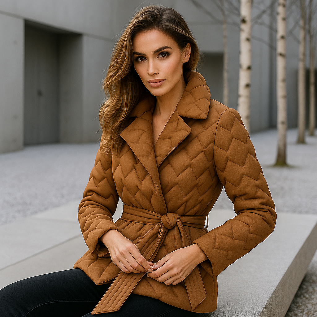 Elegantní zimní bunda pro ženy - s páskem - teplá a stylová