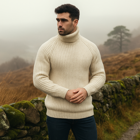 Pull laine épaisse homme - col montant - chaud