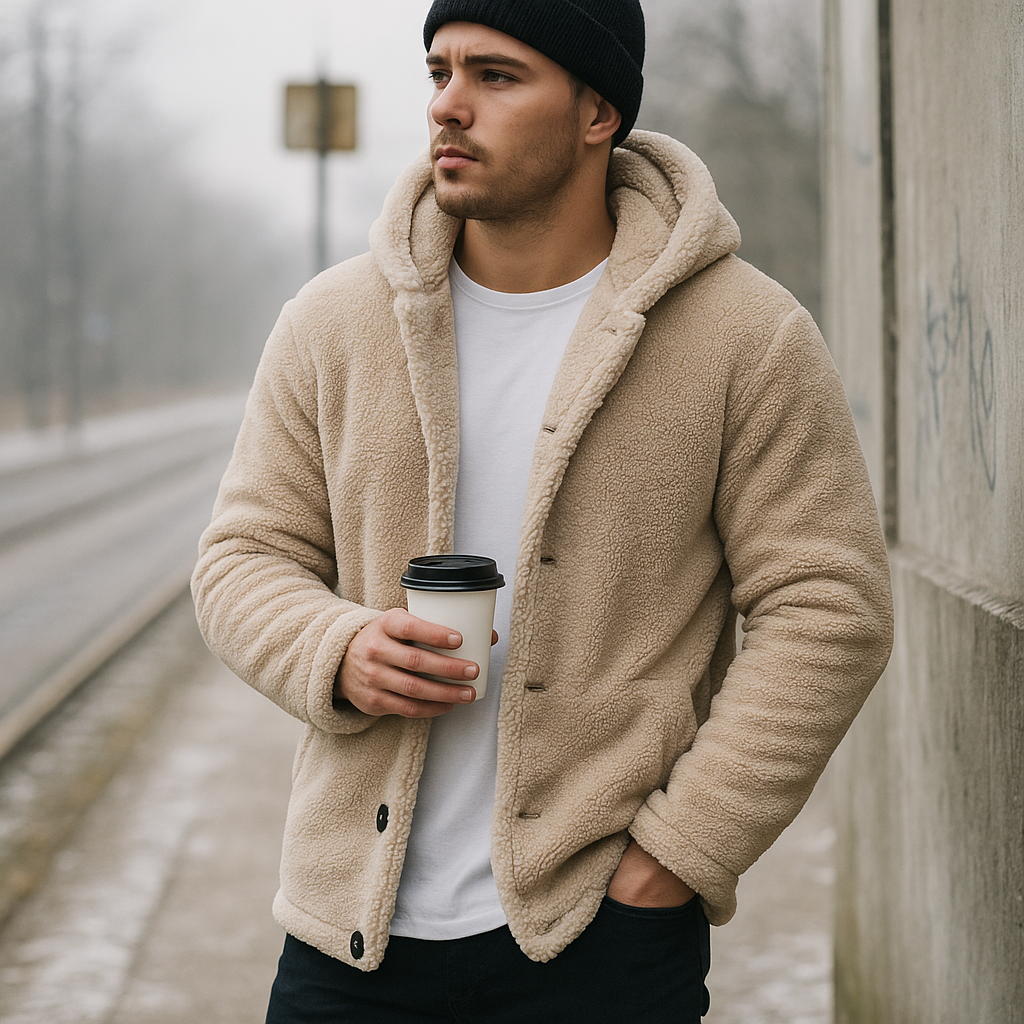 Sweat à capuche polaire homme - Chaud - Doux - Confortable