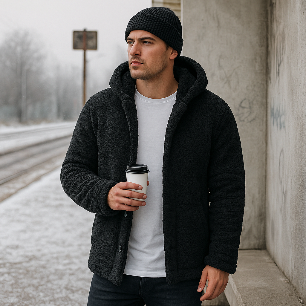 Sweat à capuche polaire homme - Chaud - Doux - Confortable