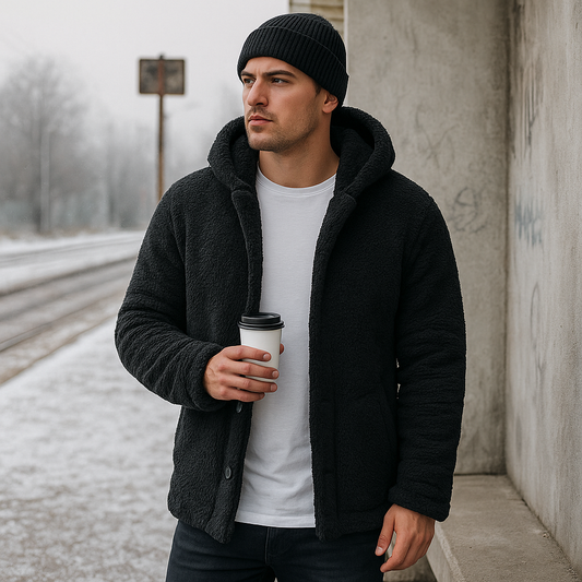 Sweat à capuche polaire homme - Chaud - Doux - Confortable