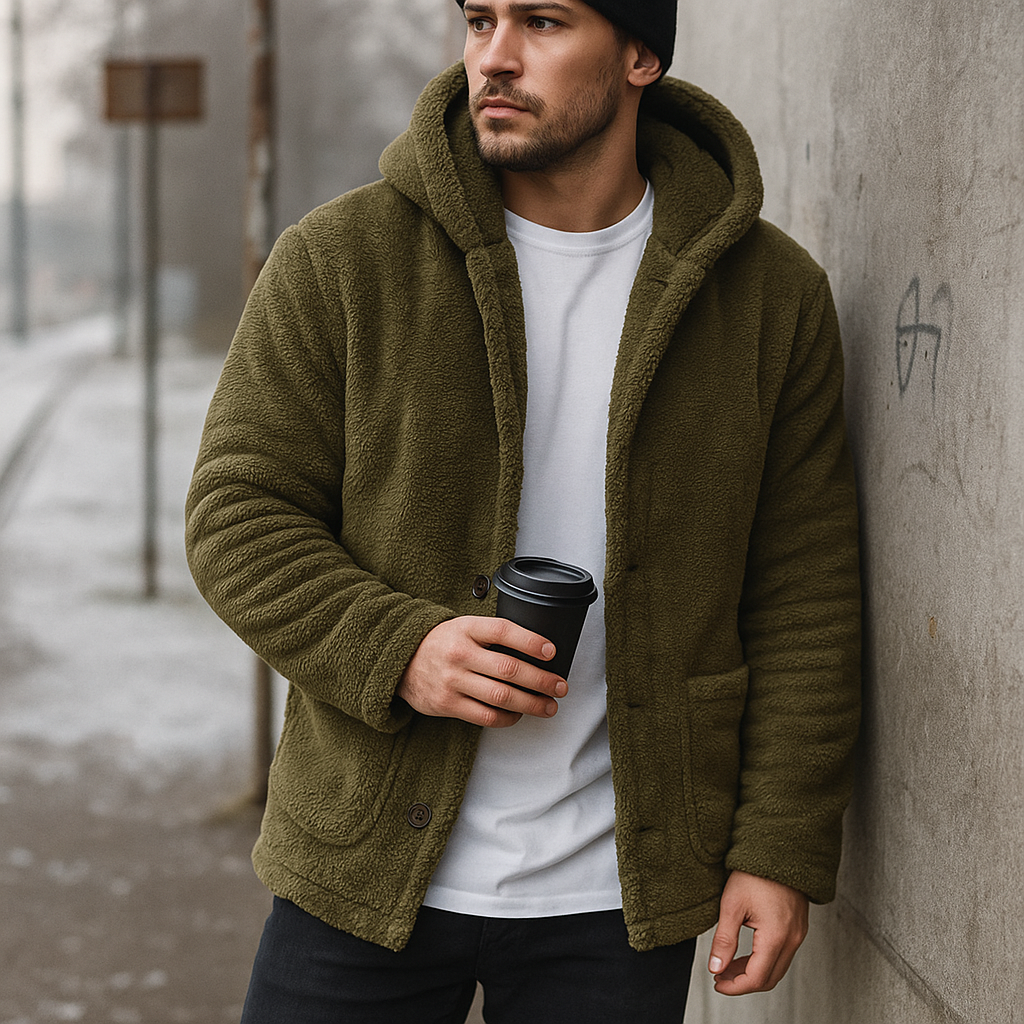 Sweat à capuche polaire homme - Chaud - Doux - Confortable