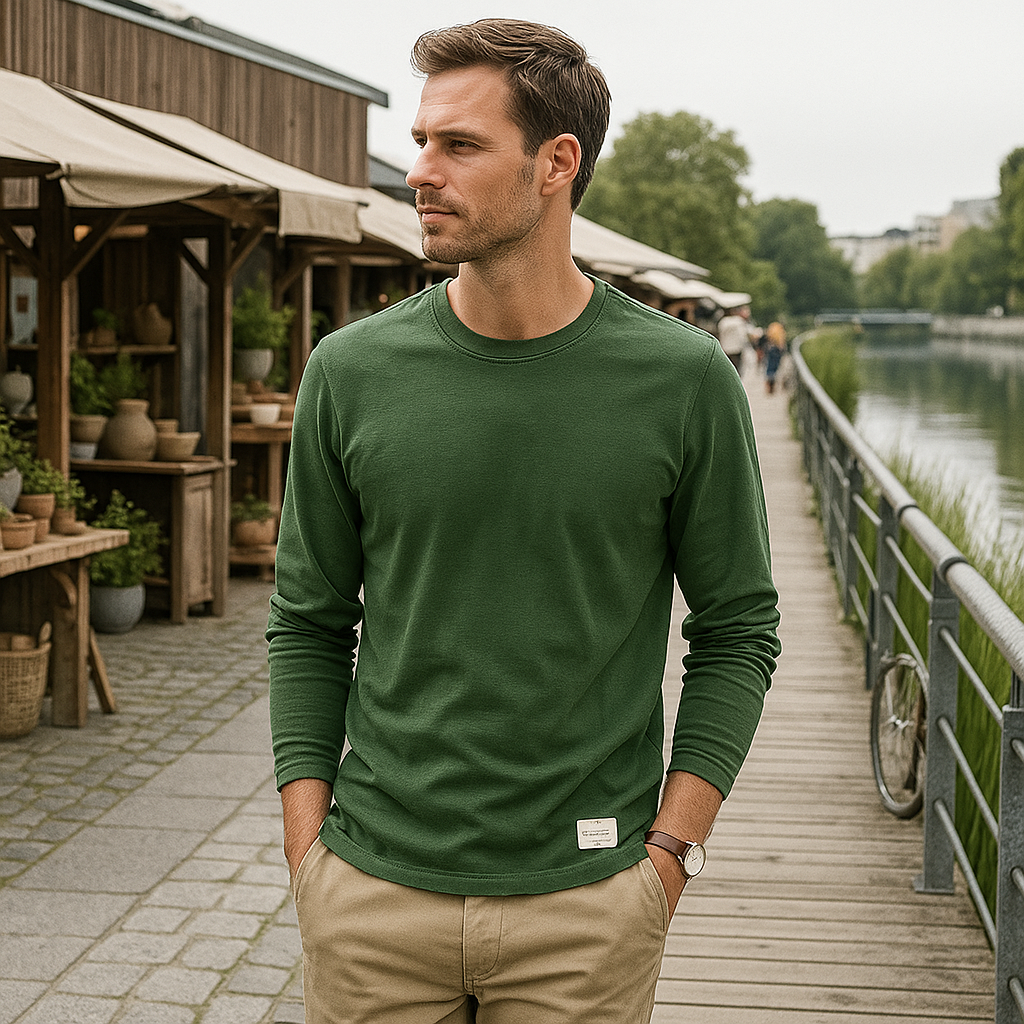 T-shirt manches longues Premium homme - coton - classique