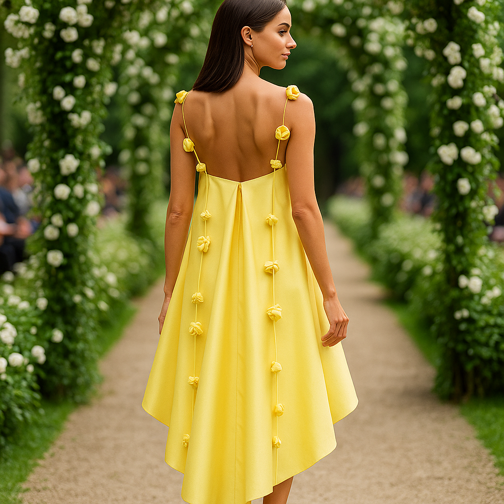 Rosanna - Robe de bal en satin jaune - Romantique - Luxueuse