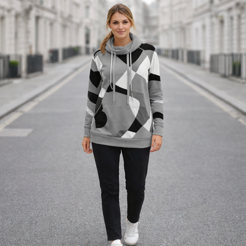 Sweat à capuche femme | Imprimé géométrique | Style décontracté