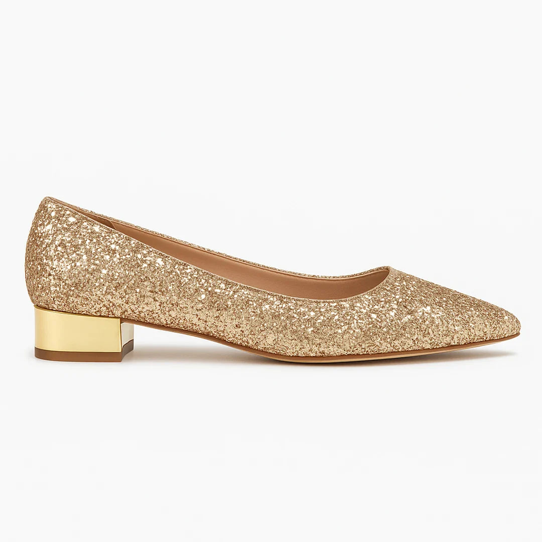 Ballerines pour femmes | Paillettes | Chaussures de soirée à talon bas