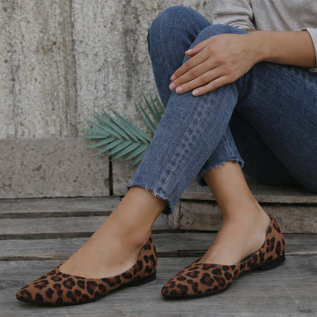 Ballerines pour femmes | Imprimé léopard | Style élégant sans lacets