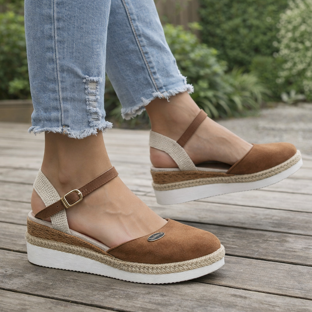 Sandales Compensées | Espadrille, Coupe Large | Plateforme Basse Confortable