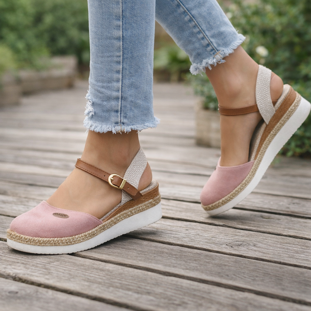 Sandales Compensées | Espadrille, Coupe Large | Plateforme Basse Confortable