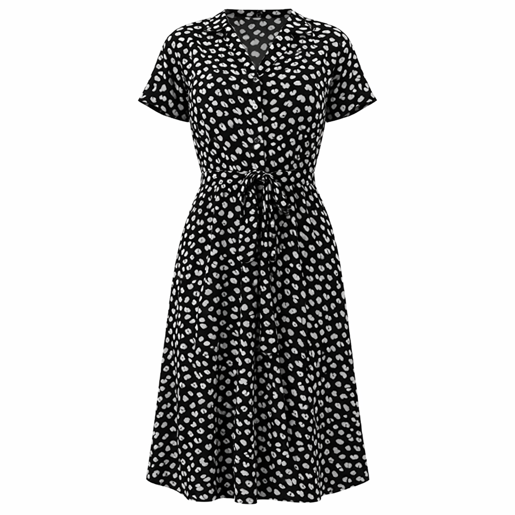 Robe à Pois | Style Midi, Manches Courtes | Tendance