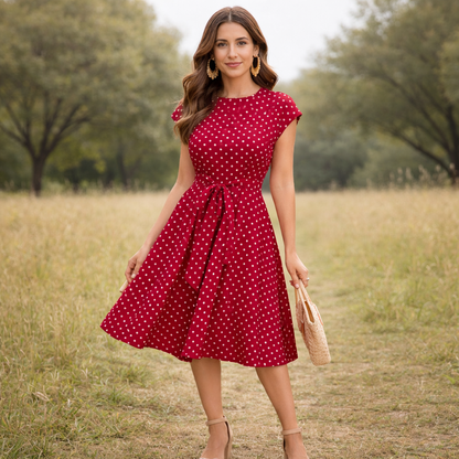Robe à Pois Robe d'Été Vintage pour Femme Légère