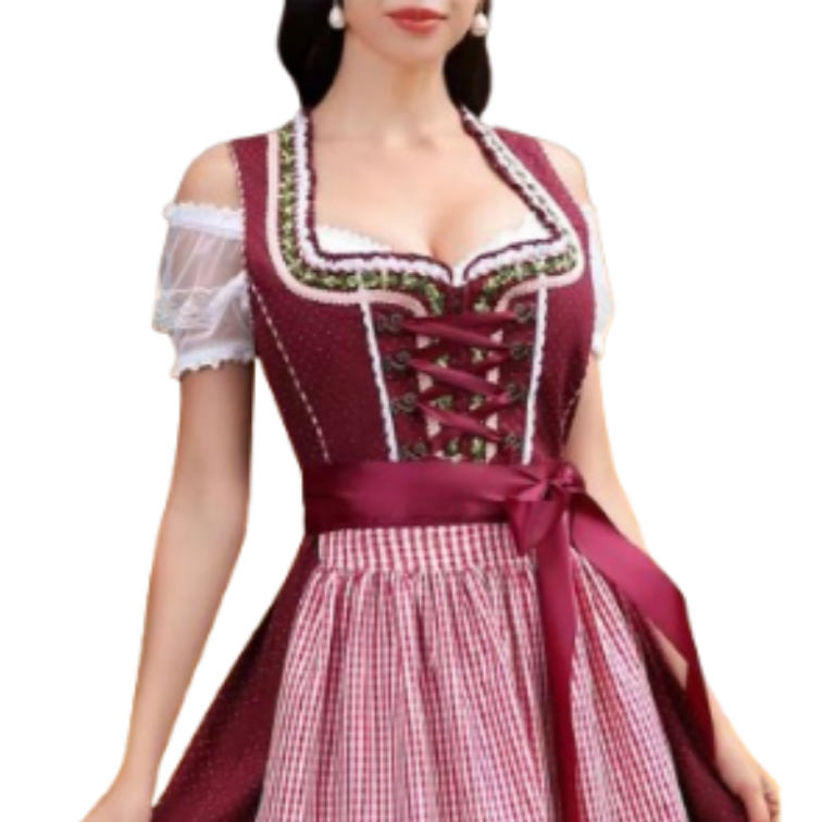 Robe Dirndl Dame - Matériau de Haute Qualité - Tenue Traditionnelle Oktoberfest