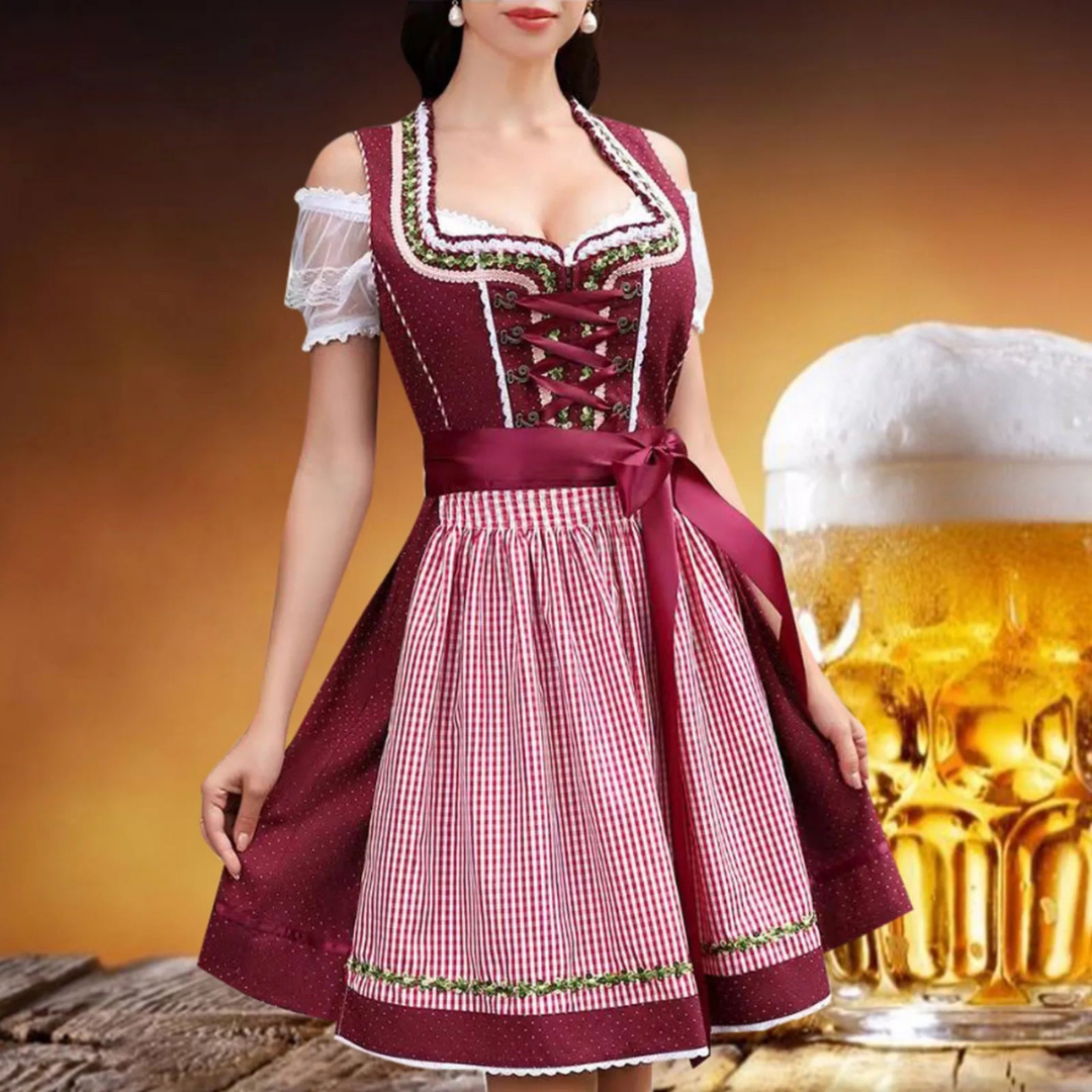 Robe Dirndl Dame - Matériau de Haute Qualité - Tenue Traditionnelle Oktoberfest