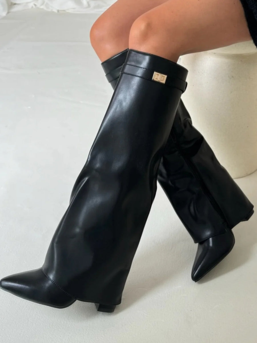 Bottes hautes en suède élégantes - Mode femme - Chic et confort-Chaussures-PARIS FEMME