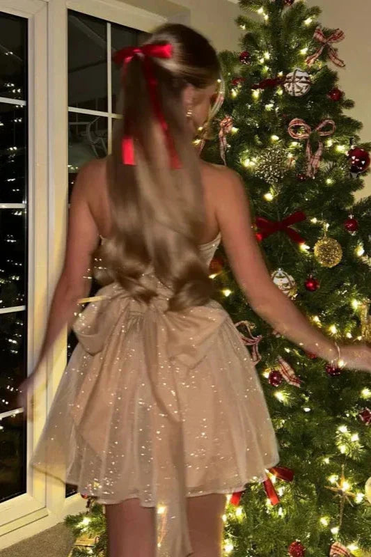 Robe sans bretelles à paillettes - Bal de fin d'études - Chic