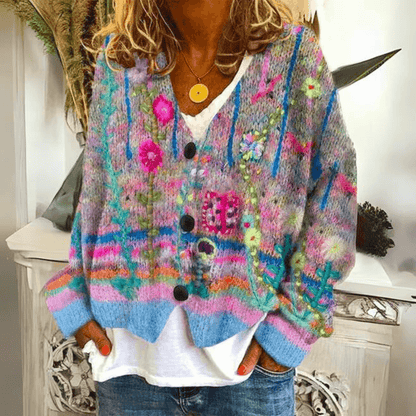 Cardigan femme tricot cachemire doux coupe ample ouverture avant
