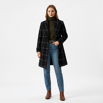 Manteau à carreaux femme | Motif vichy, longueur midi