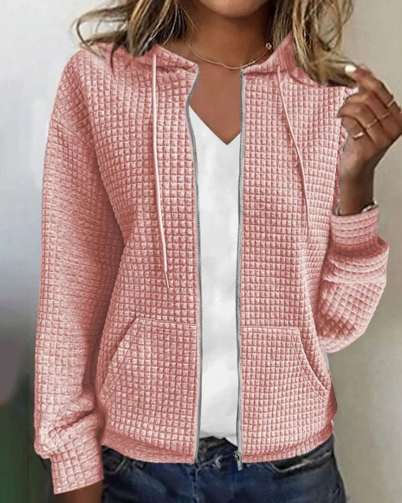 Veste femme coton casual coupe décontractée avec poches avant