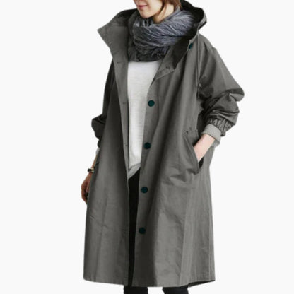 Manteau long femme | Streetwear urbain, fermeture boutonnée