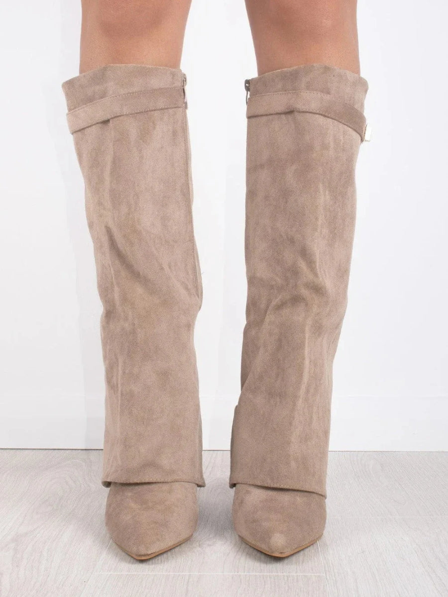 Bottes hautes en suède élégantes - Mode femme - Chic et confort-Chaussures-PARIS FEMME