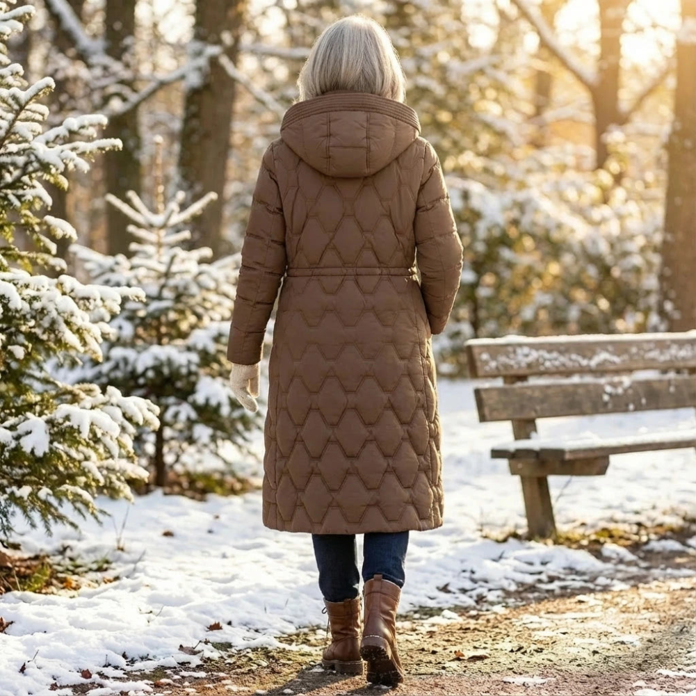 Manteau long imperméable à capuche | Chaleur légère | Femme