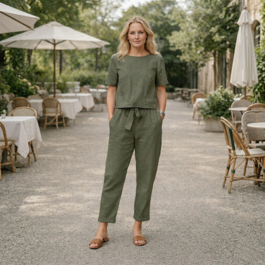 Ensemble en Lin pour Femmes | Blouse Confortable & Pantalon