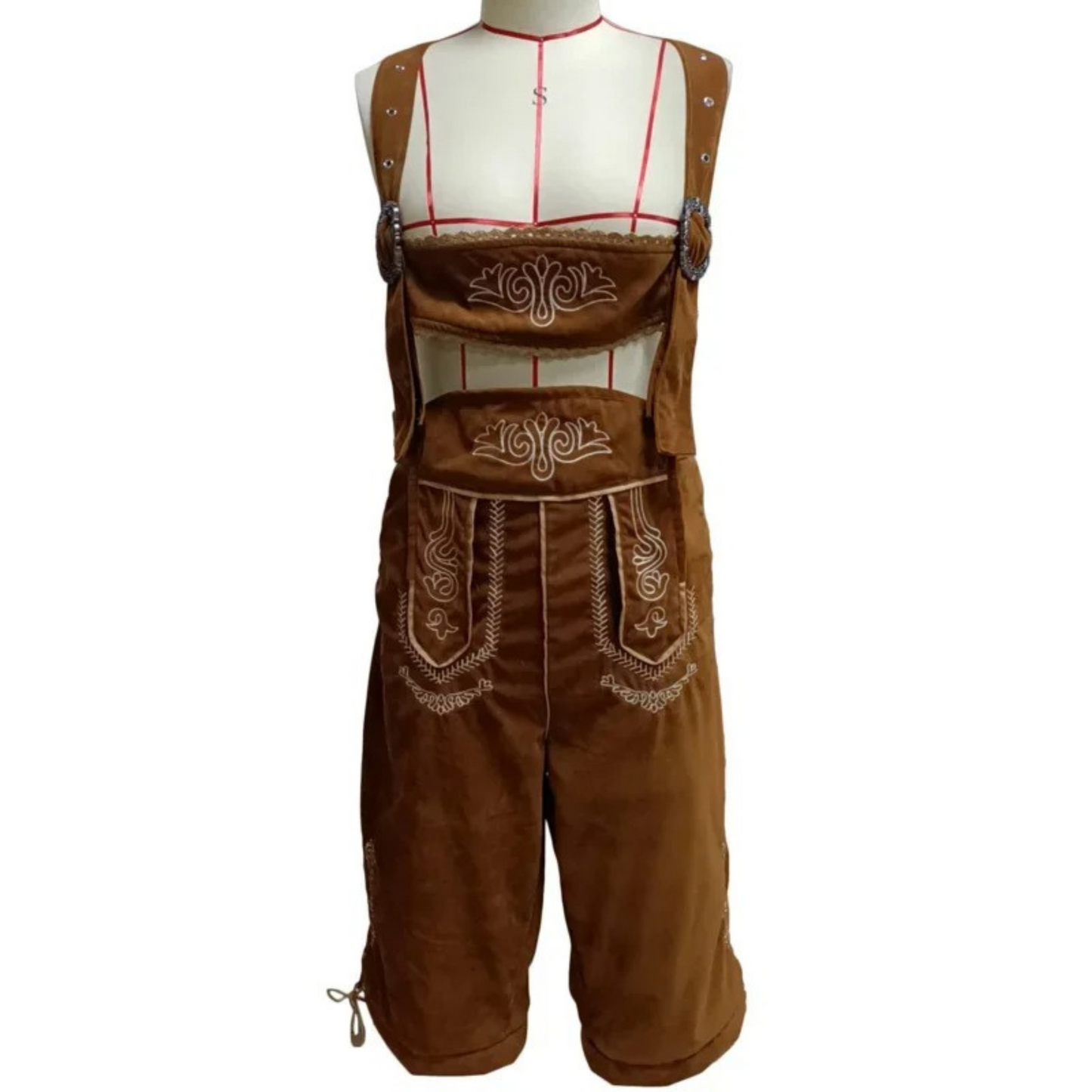 Herren Lederhosen - Cuir de haute qualité - Bretelles & Chemise - Tenue traditionnelle de fête