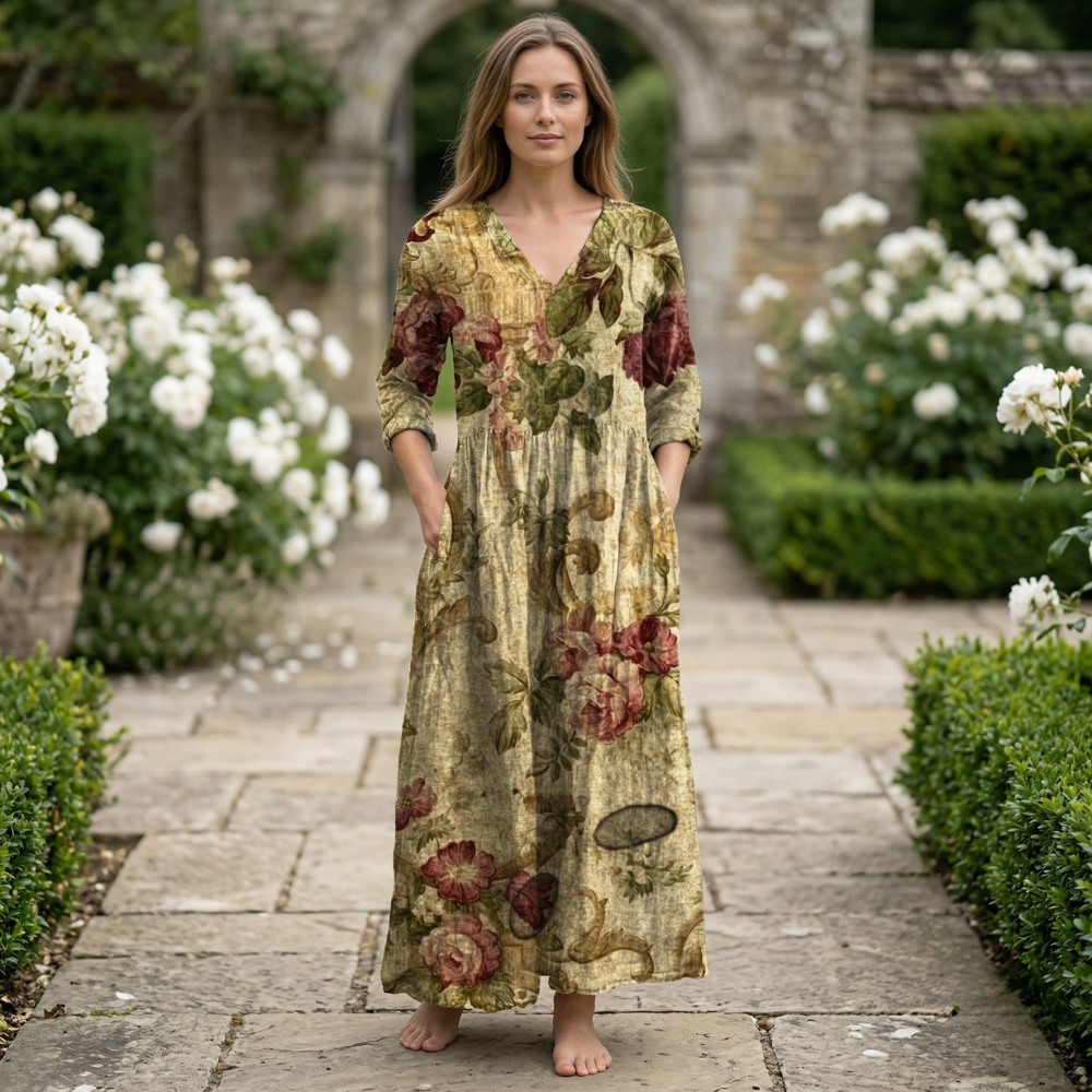 Robe d'Été pour Femme | V-Neck Floral | Légère, Élégante, Confortable