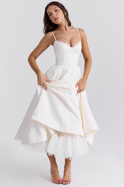 Amarielle - Robe Midi Élégante - Corset - Jupe Évasée - Robe de Bal