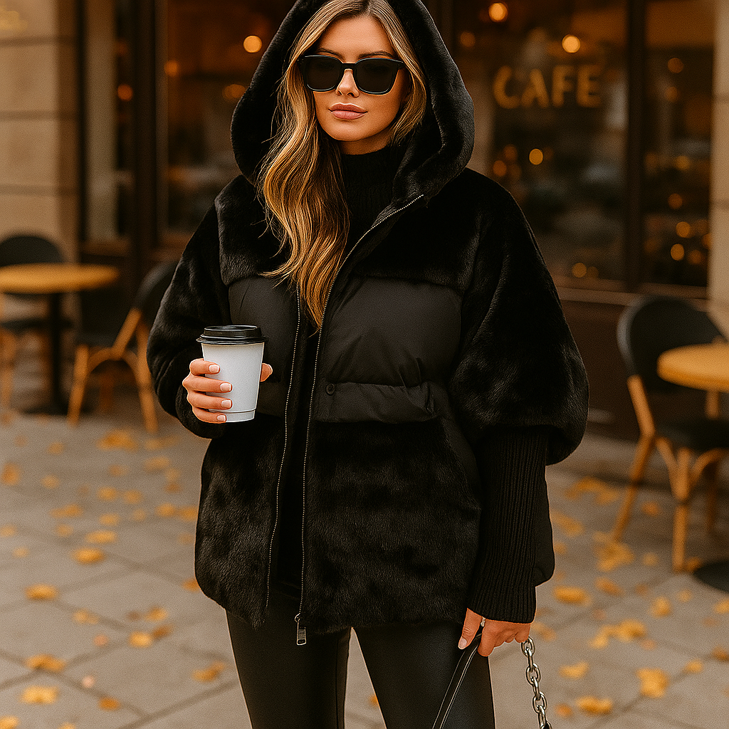 Parisfemme - Veste Bomber Moderne de Luxe - Capuche Intégrée