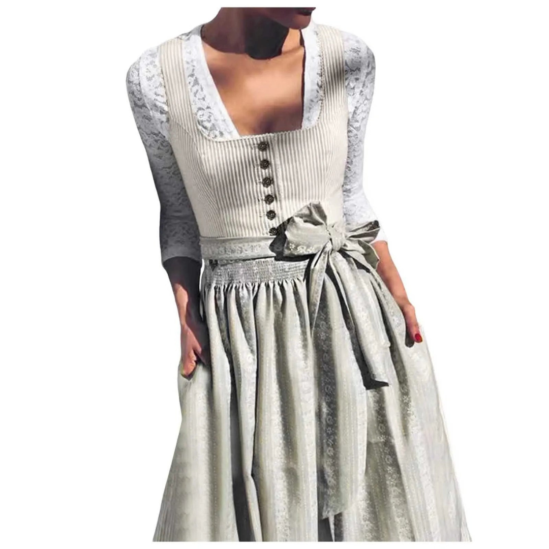 Robe Dirndl Femme - Matériau de haute qualité - Robe Trachten élégante pour Oktoberfest