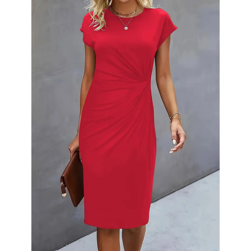 Robe de soirée cocktail élégante - manches courtes - femme