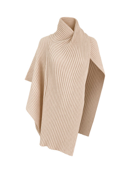 Sweater femme col montant asymétrique coupe ample couleur unie