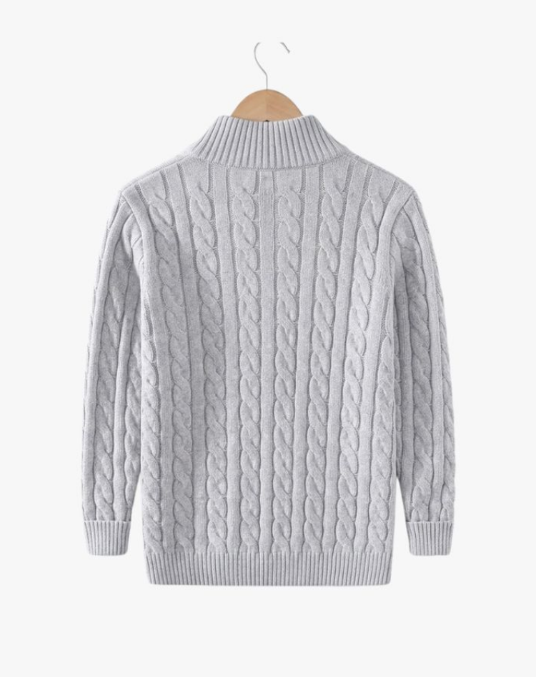 Pull homme torsadé col montant demi-zip coupe regular fit